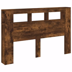 vidaXL LED Headboard Bed Header Bedroom Storage Bed Headboard Engineered Wood - smoked oak, 160 x 18.5 x 103.5 cm - Additional view 4