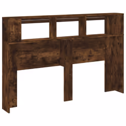 vidaXL LED Headboard Bed Header Bedroom Storage Bed Headboard Engineered Wood - smoked oak, 160 x 18.5 x 103.5 cm - Additional view 7