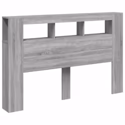 vidaXL LED Headboard Bed Header Bedroom Storage Bed Headboard Engineered Wood - grey sonoma, 160 x 18.5 x 103.5 cm - Additional view 4