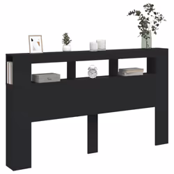 vidaXL LED Headboard Bed Header Bedroom Storage Bed Headboard Engineered Wood - black, 180 x 103.5 cm - Additional view 4