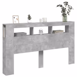 vidaXL LED Headboard Bed Header Bedroom Storage Bed Headboard Engineered Wood - concrete grey, 180 x 103.5 cm - Additional view 4