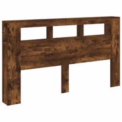 vidaXL LED Headboard Bed Header Bedroom Storage Bed Headboard Engineered Wood - smoked oak, 180 x 103.5 cm - Additional view 2