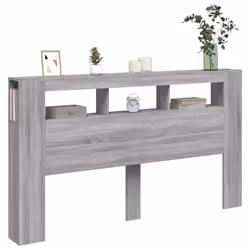 vidaXL LED Headboard Bed Header Bedroom Storage Bed Headboard Engineered Wood - grey sonoma, 180 x 103.5 cm - Additional view 4