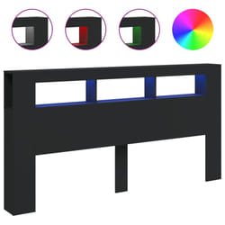 vidaXL LED Headboard Bed Header Bedroom Storage Bed Headboard Engineered Wood - black