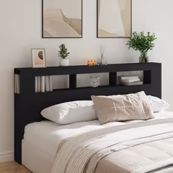 vidaXL LED Headboard Bed Header Bedroom Storage Bed Headboard Engineered Wood - black - Additional view 10