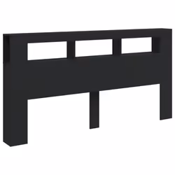 vidaXL LED Headboard Bed Header Bedroom Storage Bed Headboard Engineered Wood - black