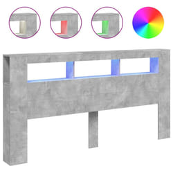 vidaXL LED Headboard Bed Header Bedroom Storage Bed Headboard Engineered Wood - concrete grey