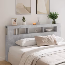 vidaXL LED Headboard Bed Header Bedroom Storage Bed Headboard Engineered Wood - concrete grey - Additional view 10