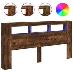 vidaXL LED Headboard Bed Header Bedroom Storage Bed Headboard Engineered Wood - smoked oak