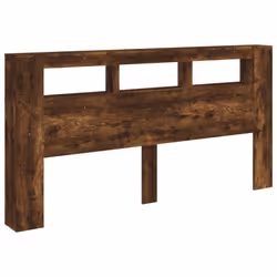 vidaXL LED Headboard Bed Header Bedroom Storage Bed Headboard Engineered Wood - smoked oak