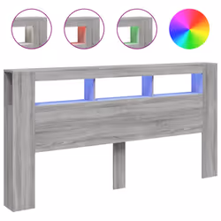 vidaXL LED Headboard Bed Header Bedroom Storage Bed Headboard Engineered Wood - grey sonoma