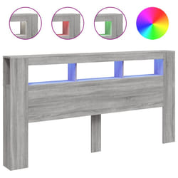 vidaXL LED Headboard Bed Header Bedroom Storage Bed Headboard Engineered Wood - grey sonoma