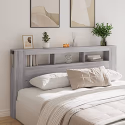 vidaXL LED Headboard Bed Header Bedroom Storage Bed Headboard Engineered Wood - grey sonoma - Additional view 10