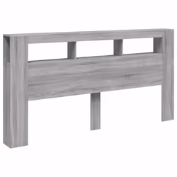 vidaXL LED Headboard Bed Header Bedroom Storage Bed Headboard Engineered Wood - grey sonoma