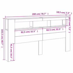 vidaXL LED Headboard Bed Header Bedroom Storage Bed Headboard Engineered Wood - grey sonoma
