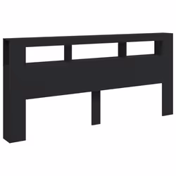vidaXL LED Headboard Bed Header Bedroom Storage Bed Headboard Engineered Wood - black, 220 x 18.5 x 103.5 cm - Additional view 2