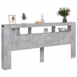 vidaXL LED Headboard Bed Header Bedroom Storage Bed Headboard Engineered Wood - concrete grey, 220 x 18.5 x 103.5 cm - Additional view 4
