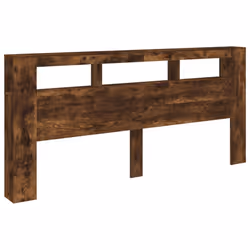 vidaXL LED Headboard Bed Header Bedroom Storage Bed Headboard Engineered Wood - smoked oak, 220 x 18.5 x 103.5 cm - Additional view 2