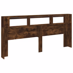 vidaXL LED Headboard Bed Header Bedroom Storage Bed Headboard Engineered Wood - smoked oak, 220 x 18.5 x 103.5 cm - Additional view 7