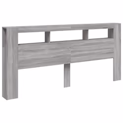 vidaXL LED Headboard Bed Header Bedroom Storage Bed Headboard Engineered Wood - grey sonoma, 220 x 103.5 cm - Additional view 2