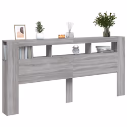 vidaXL LED Headboard Bed Header Bedroom Storage Bed Headboard Engineered Wood - grey sonoma, 220 x 103.5 cm - Additional view 4