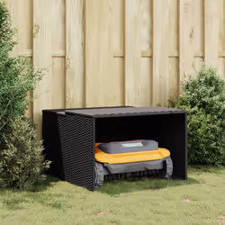 vidaXL Robot Mower Garage Lawnmower Garage Mower Carport Black Poly Rattan - Additional view 2