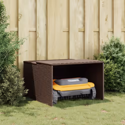 vidaXL Robot Mower Garage Lawnmower Garage Mower Carport Brown Poly Rattan
