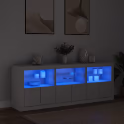 vidaXL Sideboard with LED Lights Cupboard Highboard Storage Cabinet Black - white - Additional view 2