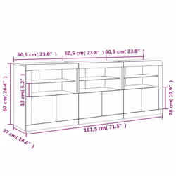 vidaXL Sideboard with LED Lights Cupboard Highboard Storage Cabinet Black - white - Additional view 3