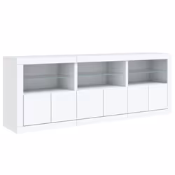 vidaXL Sideboard with LED Lights Cupboard Highboard Storage Cabinet Black - white - Additional view 4
