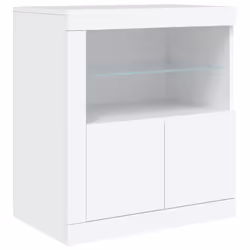 vidaXL Sideboard with LED Lights Cupboard Highboard Storage Cabinet Black - white - Additional view 8