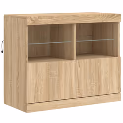 vidaXL Sideboard with LED Lights Cupboard Highboard Storage Cabinet Brown Oak - sonoma oak - Additional view 10