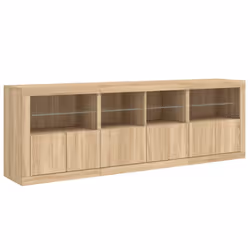 vidaXL Sideboard with LED Lights Cupboard Highboard Storage Cabinet Brown Oak - sonoma oak - Additional view 4