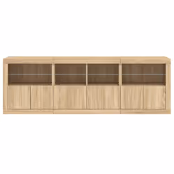 vidaXL Sideboard with LED Lights Cupboard Highboard Storage Cabinet Brown Oak - sonoma oak - Additional view 5