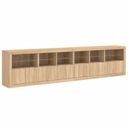 vidaXL Sideboard with LED Lights Cupboard Highboard Storage Cabinet Black - sonoma oak - Additional view 4