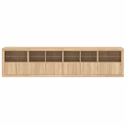 vidaXL Sideboard with LED Lights Cupboard Highboard Storage Cabinet Black - sonoma oak - Additional view 5