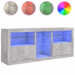 vidaXL Sideboard with LED Lights Cupboard Highboard Storage Buffet Cabinet - concrete grey