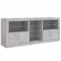 vidaXL Sideboard with LED Lights Cupboard Highboard Storage Buffet Cabinet - concrete grey - Additional view 4
