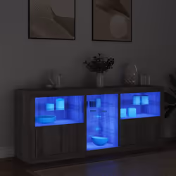 vidaXL Sideboard with LED Lights Cupboard Highboard Storage Buffet Cabinet - grey sonoma