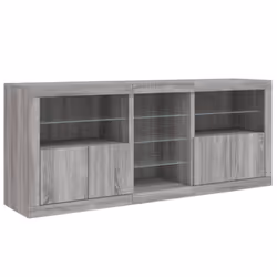 vidaXL Sideboard with LED Lights Cupboard Highboard Storage Buffet Cabinet - grey sonoma - Additional view 4