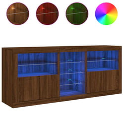 vidaXL Sideboard with LED Lights Cupboard Highboard Storage Buffet Cabinet - brown oak