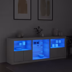 vidaXL Sideboard with LED Lights Cupboard Highboard Storage Cabinet Smoked Oak - white - Additional view 2