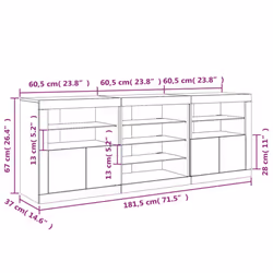 vidaXL Sideboard with LED Lights Cupboard Highboard Storage Cabinet Smoked Oak - white - Additional view 3