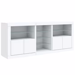vidaXL Sideboard with LED Lights Cupboard Highboard Storage Cabinet Smoked Oak - white - Additional view 4