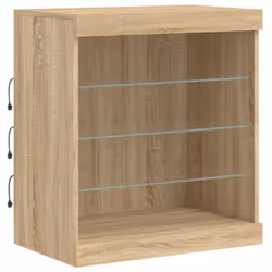 vidaXL Sideboard with LED Lights Cupboard Highboard Storage Cabinet Smoked Oak - sonoma oak - Additional view 10