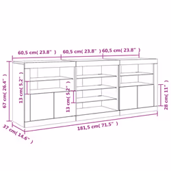 vidaXL Sideboard with LED Lights Cupboard Highboard Storage Cabinet Smoked Oak - sonoma oak - Additional view 3