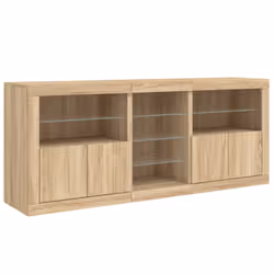 vidaXL Sideboard with LED Lights Cupboard Highboard Storage Cabinet Smoked Oak - sonoma oak - Additional view 4