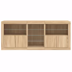 vidaXL Sideboard with LED Lights Cupboard Highboard Storage Cabinet Smoked Oak - sonoma oak - Additional view 5
