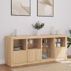 vidaXL Sideboard with LED Lights Home Cupboard Side Cabinet Storage Highboard - sonoma oak - Additional view 2