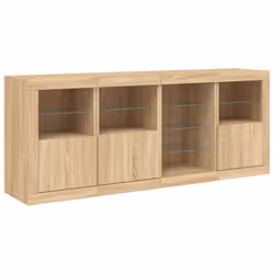 vidaXL Sideboard with LED Lights Home Cupboard Side Cabinet Storage Highboard - sonoma oak - Additional view 4
